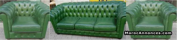Salon chesterfield en  vrai cuir - الرباط (2)