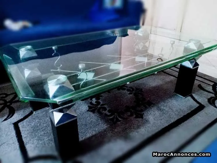 Table en verre et acier inoxydable - المحمدية
