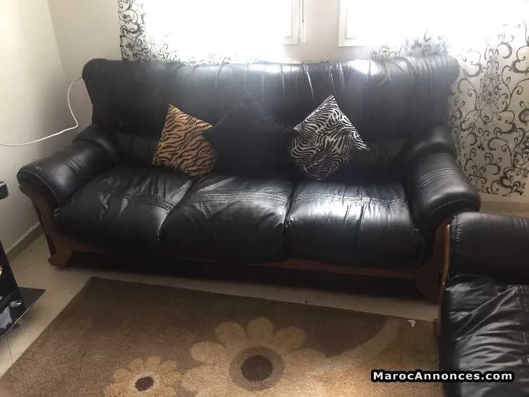 Fauteuil cuire noir - طنجة (3)