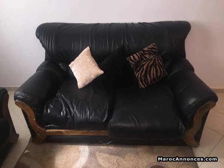 Fauteuil cuire noir - طنجة (2)