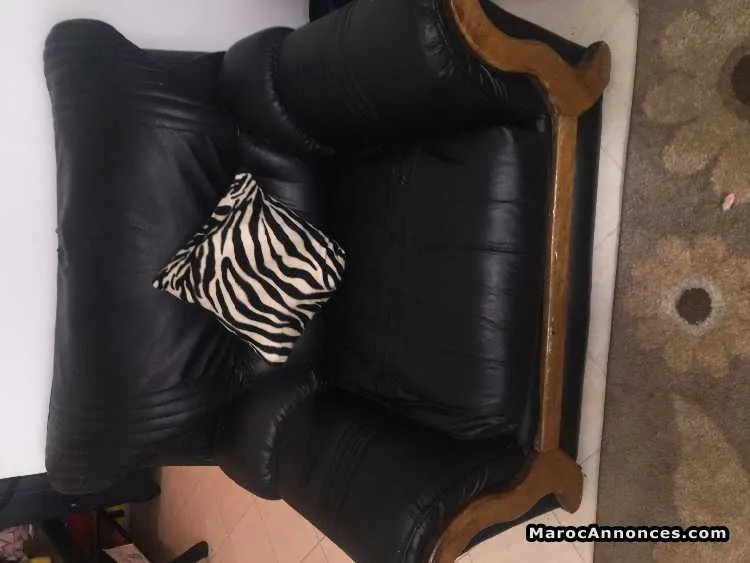 Fauteuil cuire noir - طنجة