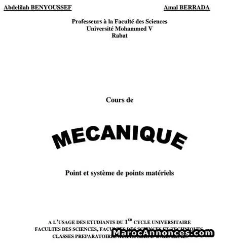 Mécanique des points mécanique des solides - الدار البيضاء