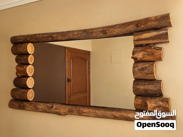 Grand miroir mural en bois brut - الدار البيضاء
