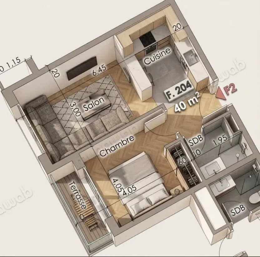 Studio en vente à haut founty de 40 m2 - أكادير (3)