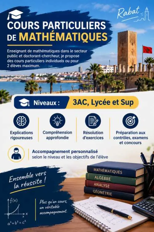 Enseignant des mathématiques - الرباط