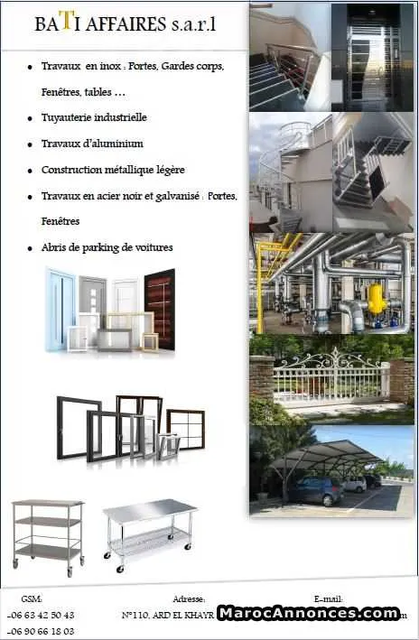 travaux en inox,acier,tuyauterie industrielle - Tout le Maroc