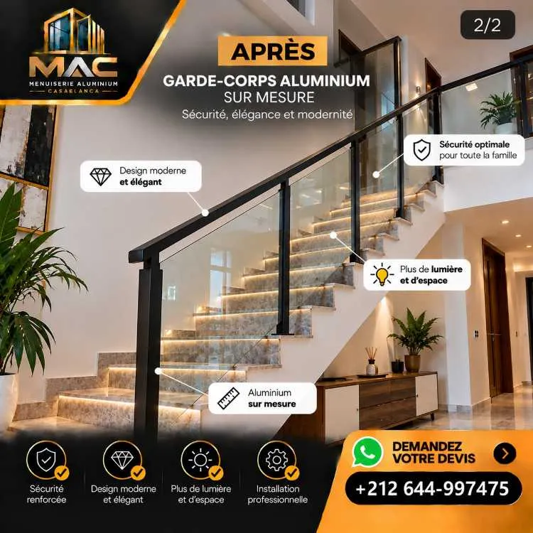 Garde-corps aluminium sur mesure — escaliers & ter - الدار البيضاء (2)