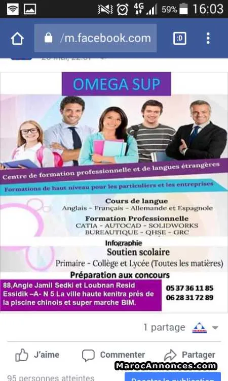 Cours de soutien scolaire et universitaire - القنيطرة