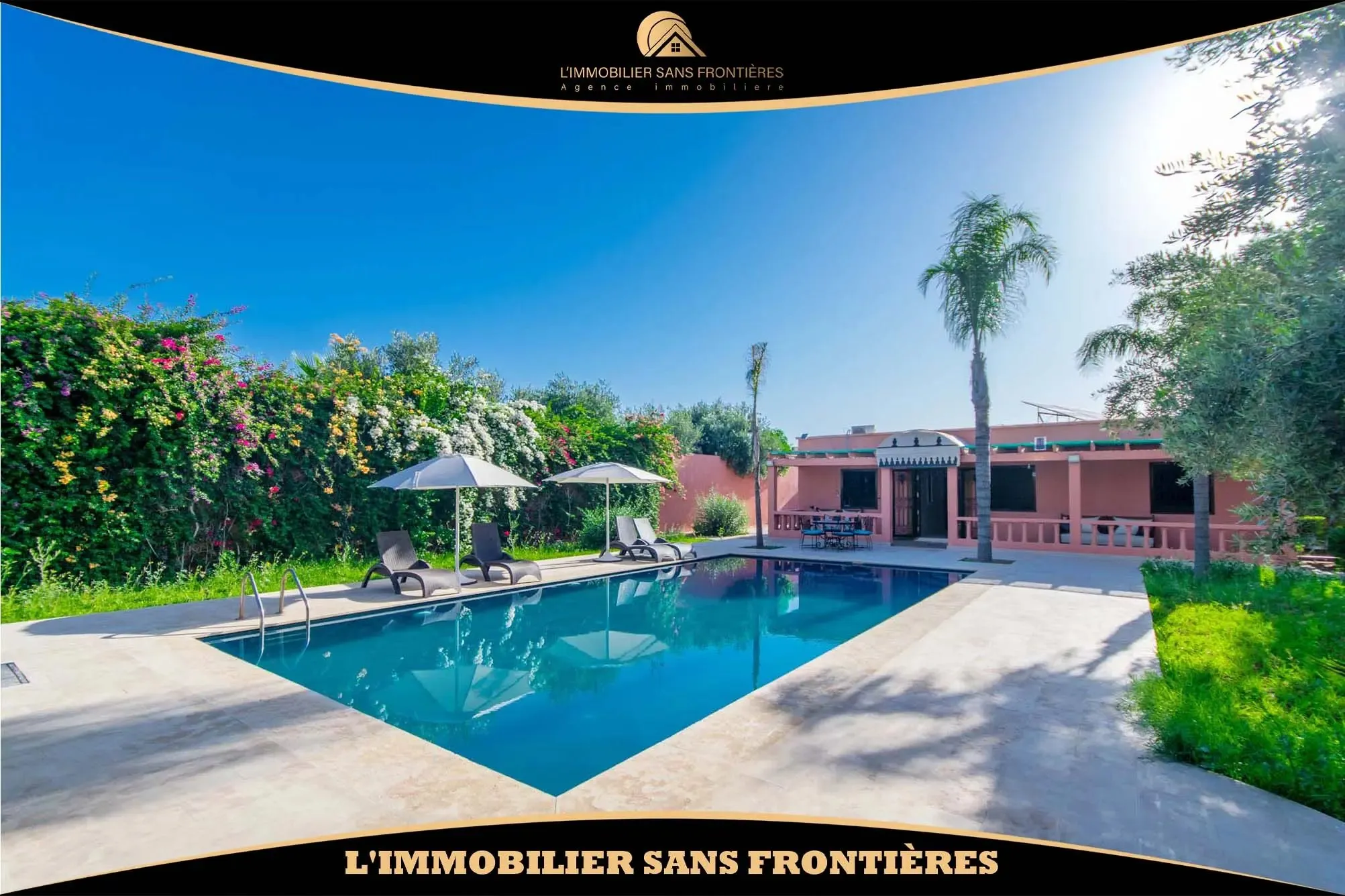 Villa meublée à vendre Route d’Agadir – Terrain de 1 600 m², 3 chambres, piscine privée et jardin - مراكش