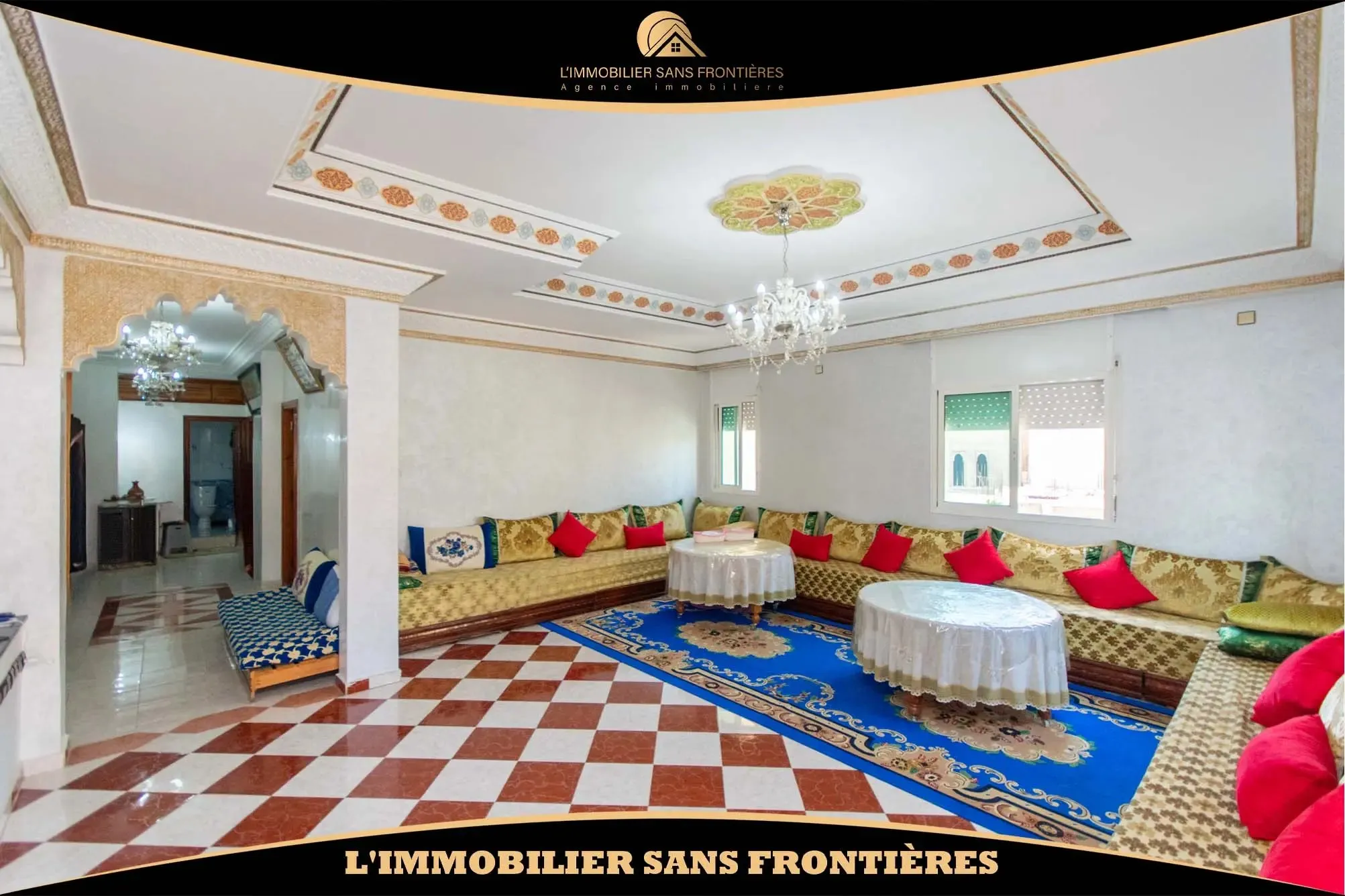 Appartement de 166 m² à Berrechid – 3 salons marocains, 2 chambres, balcon et 3 façades - برشيد