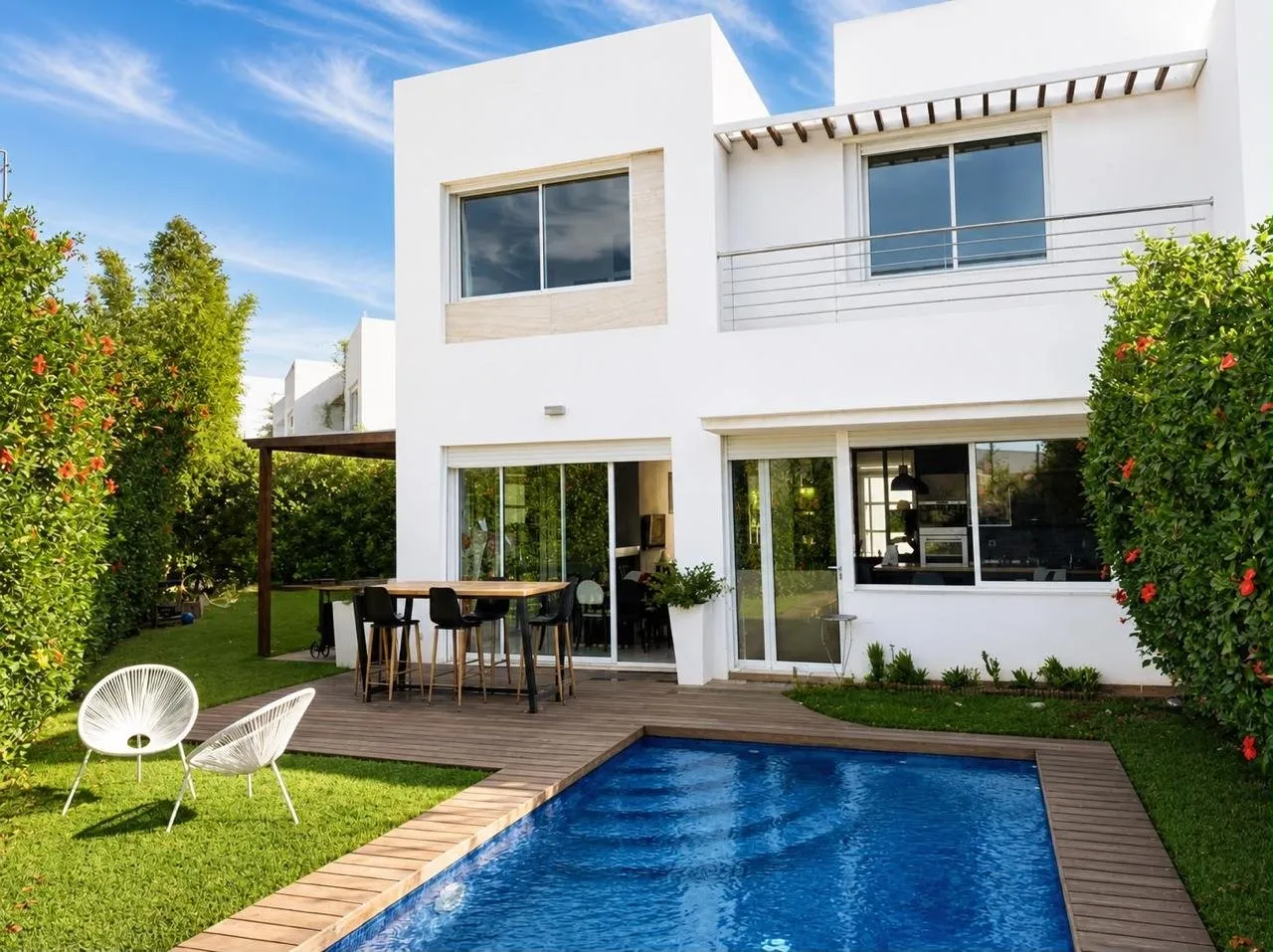 DAR BOUAZZA VENTE VILLA JUMELEE AVEC PISCINE 3 CH - دار بوعزة
