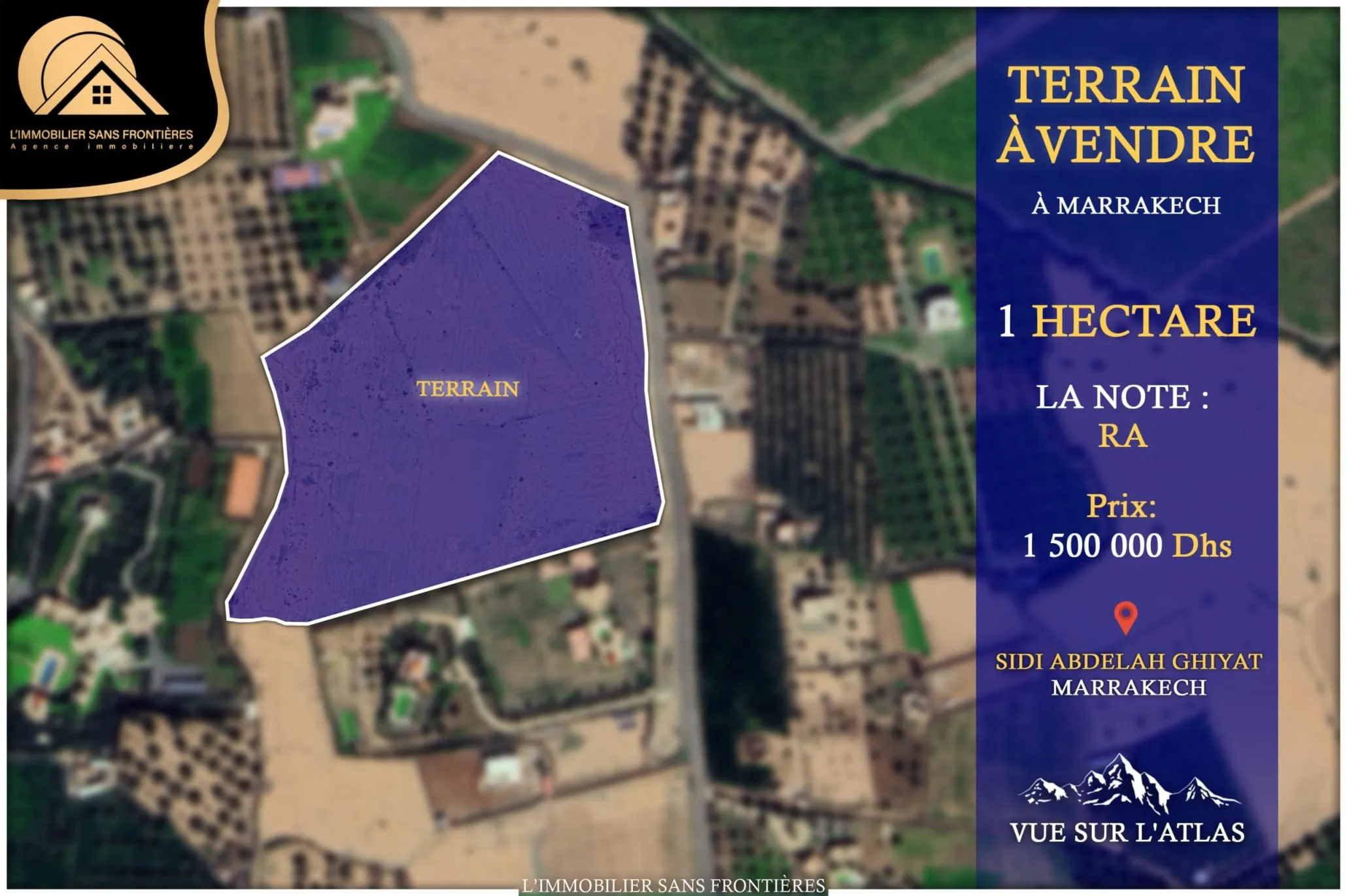Terrain à vendre à Sidi Abdellah Ghiat km 5, Marrakech — RA — 1 hectare - مراكش