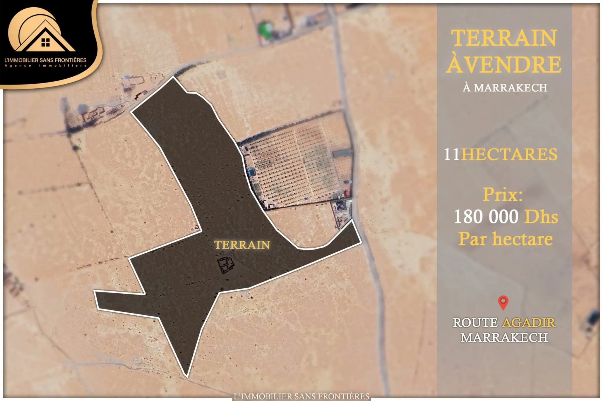 Terrain à vendre à Route d’Agadir km21, 11 Hectares, Route d’Agadir - مراكش