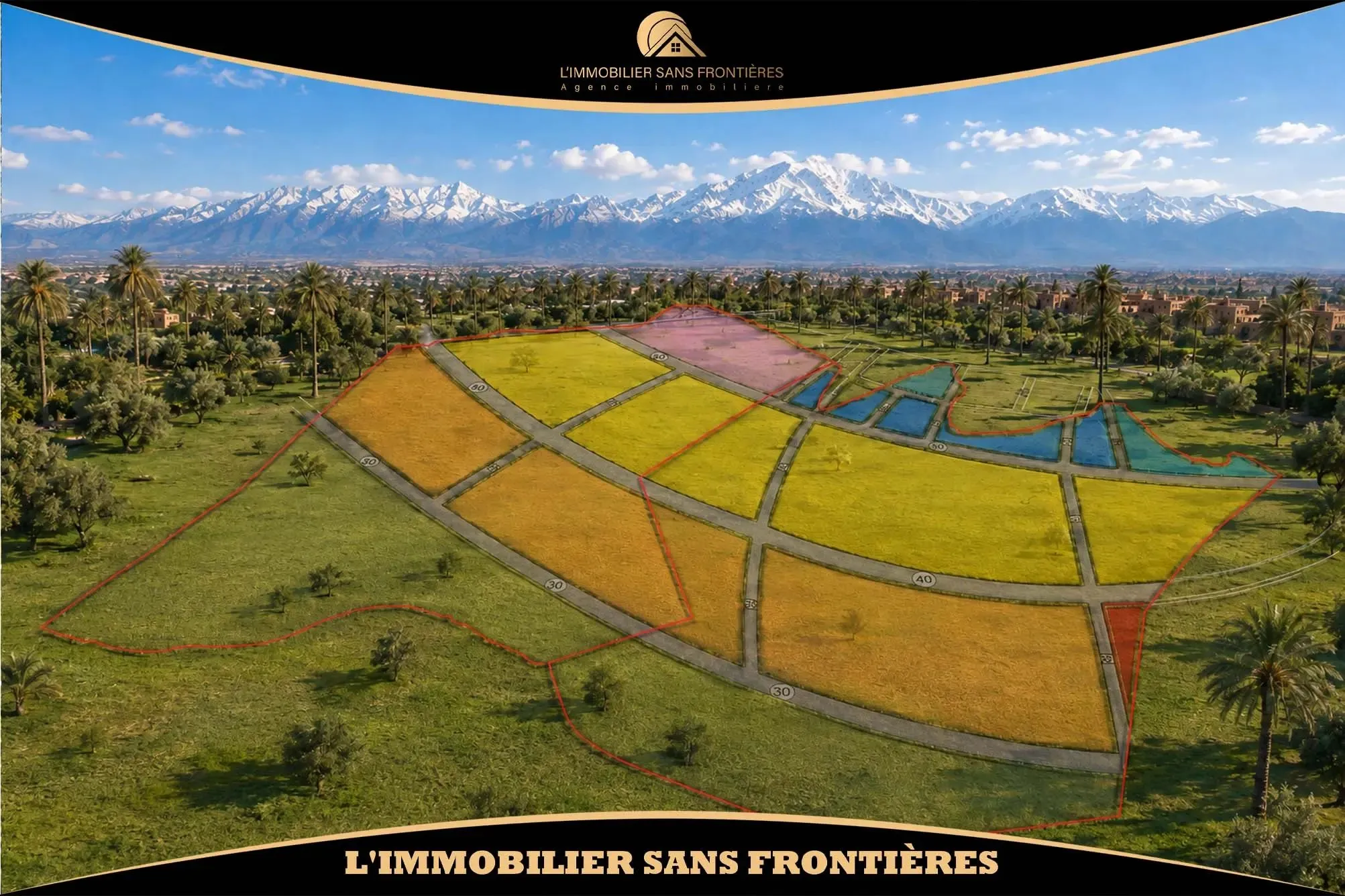 Domaine foncier de 150 hectares Route de Casablanca – Affectations ZV1, ZV2, ZV3, HE2 et EQ avec exploitations agricoles - مراكش