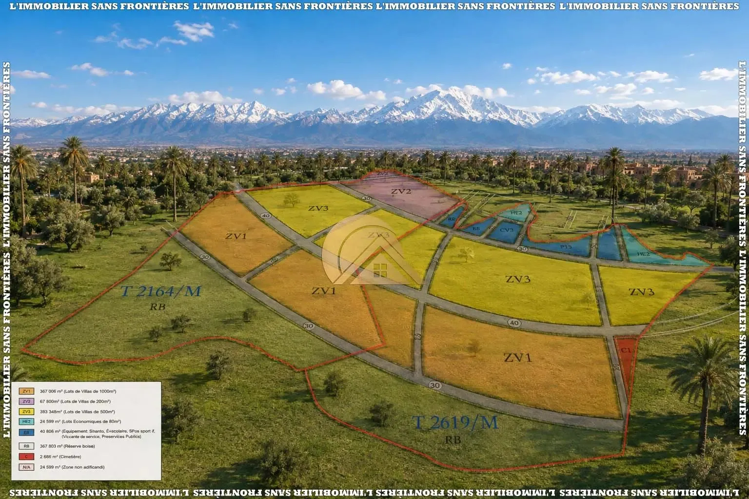 Domaine foncier de 150 hectares Route de Casablanca – Affectations ZV1, ZV2, ZV3, HE2 et EQ avec exploitations agricoles - مراكش (2)