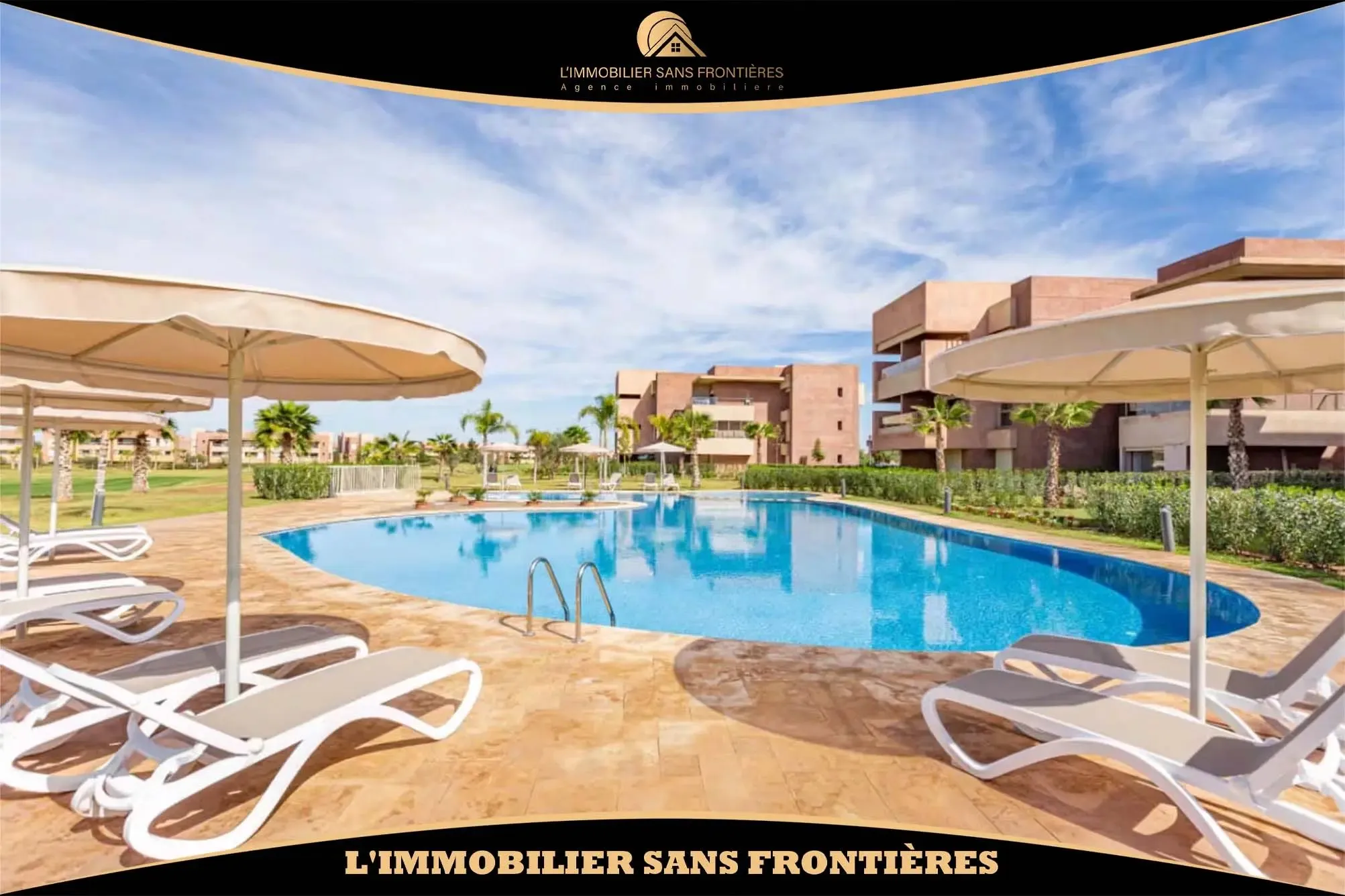 Appartement meublé de 95 m² à Prestigia – 3 chambres, terrasse, piscine collective et parking extérieur - مراكش