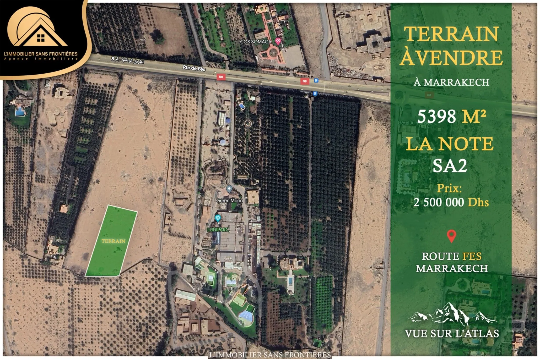 Terrain à vendre – SA2 titré – Route de Fès km 11, Marrakech - مراكش