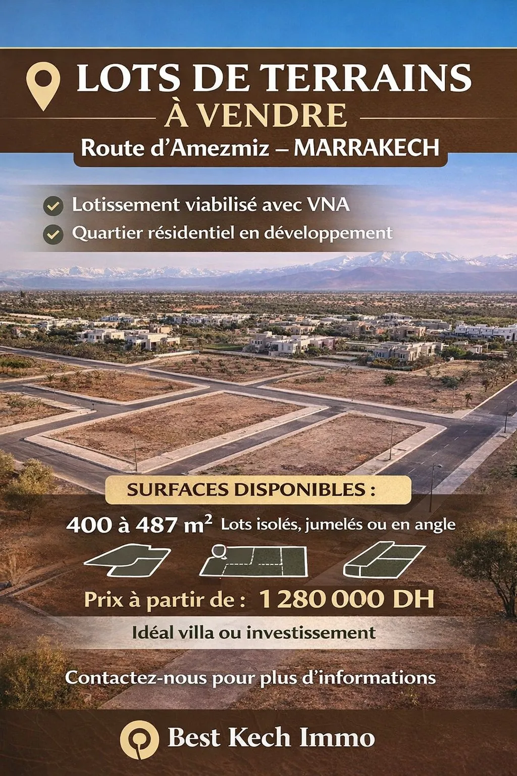 Terrains Route Amezmiz – Lotissement viabilisé - مراكش