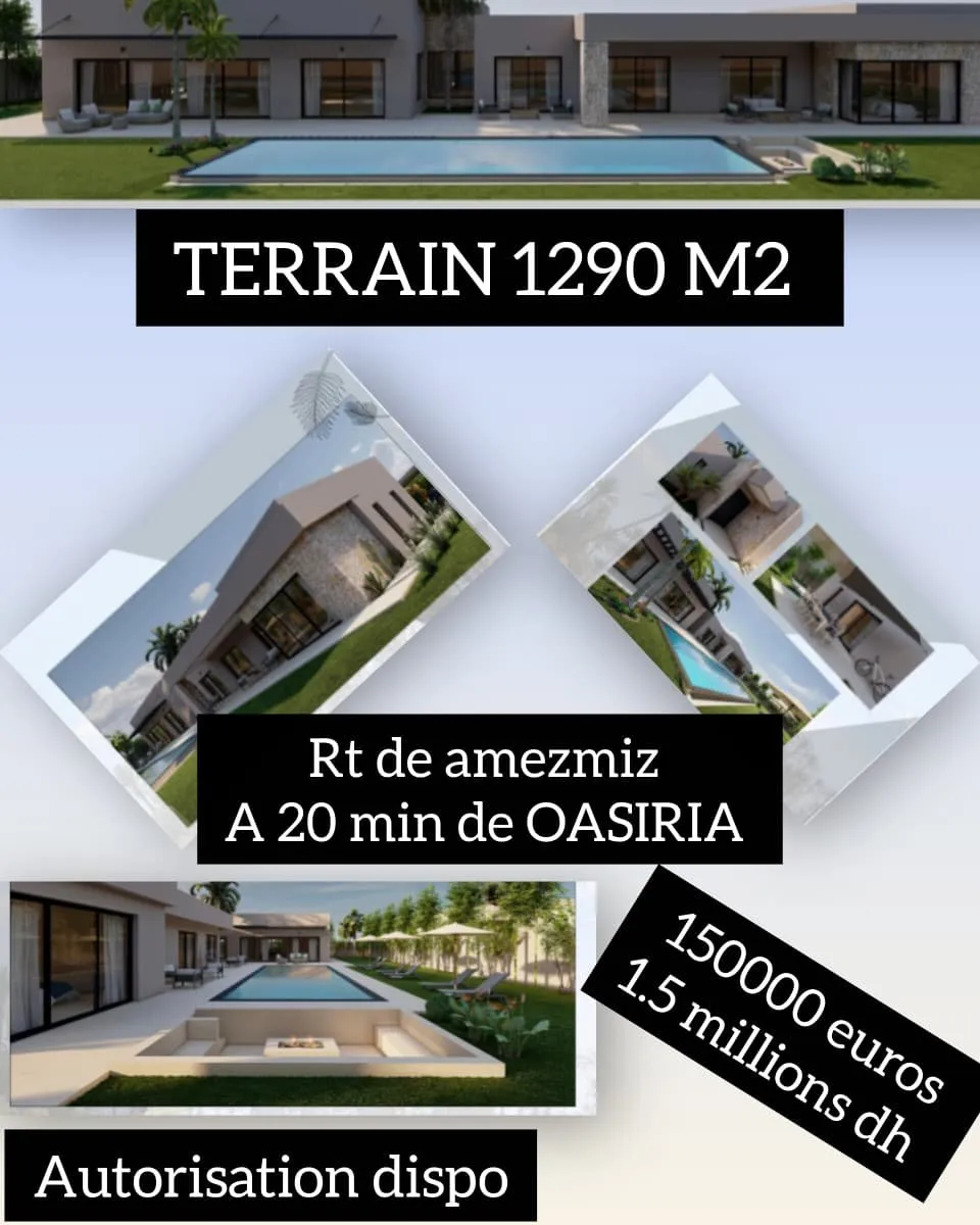 Terrain 1 290 m² vue Atlas – Tameslouht Marrakech - مراكش