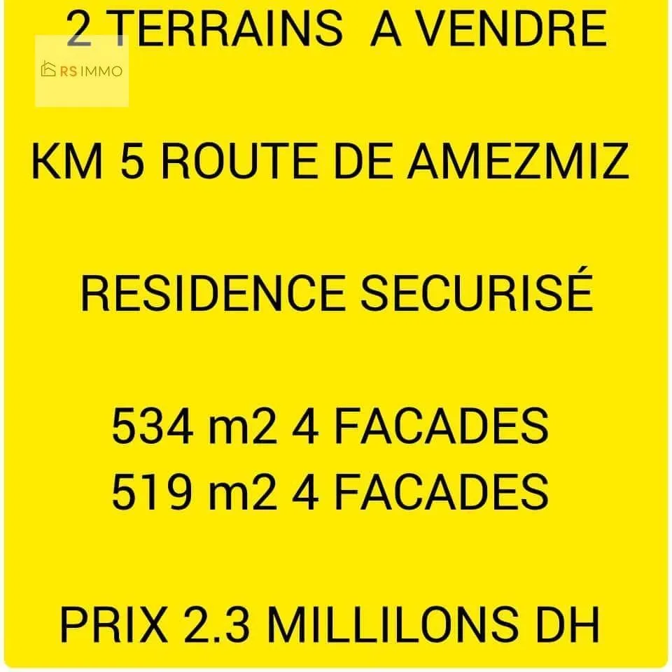 Vente de 2 Terrains à Marrakech - مراكش