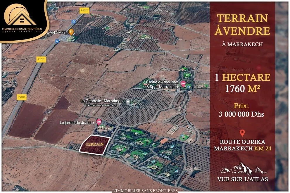 Terrain à vendre — Zone RA – Route Ourika km 24, Marrakech - مراكش