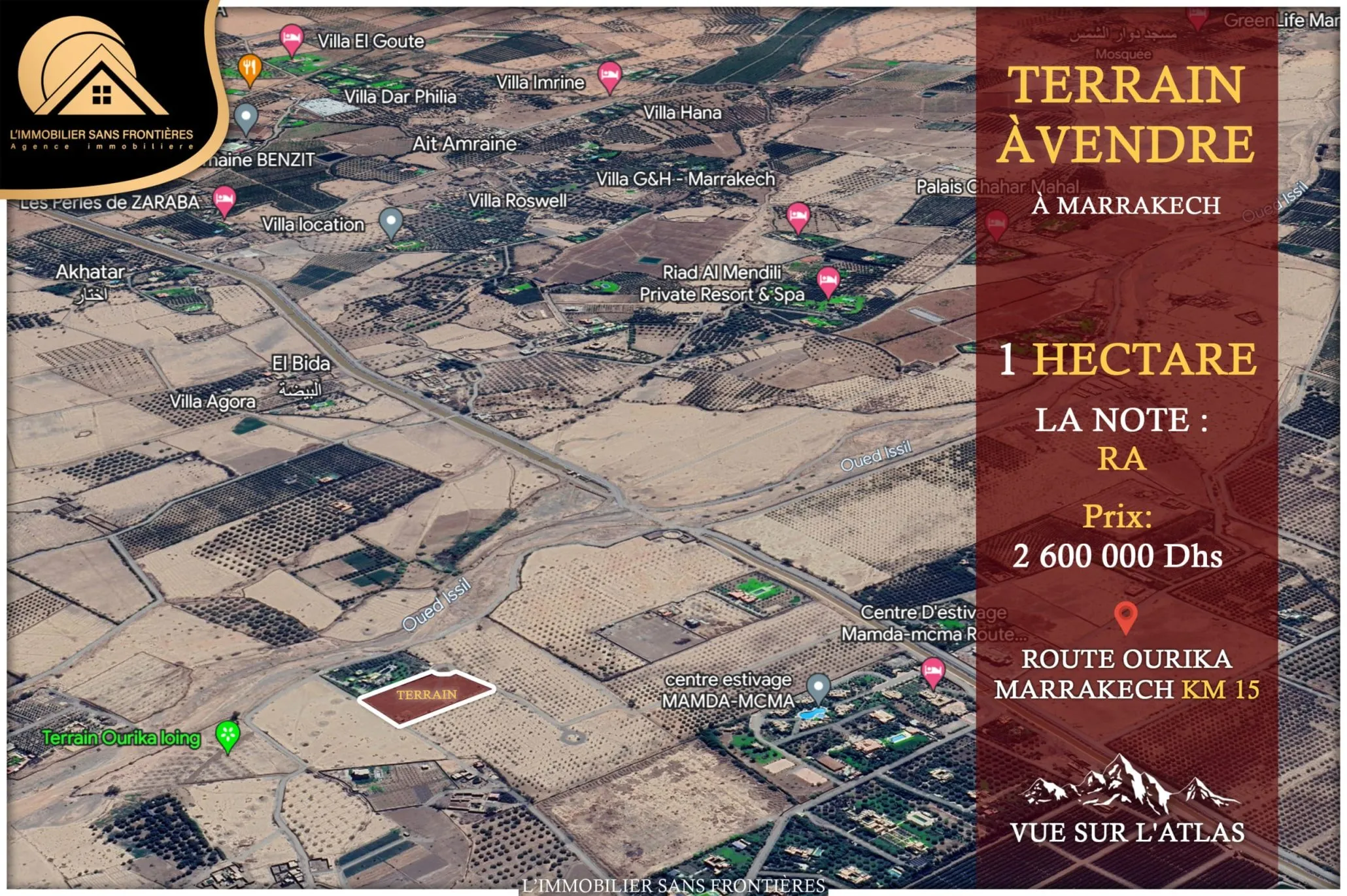 Terrain à vendre — RA touristique – Route Ourika km15, Route Ourika - مراكش