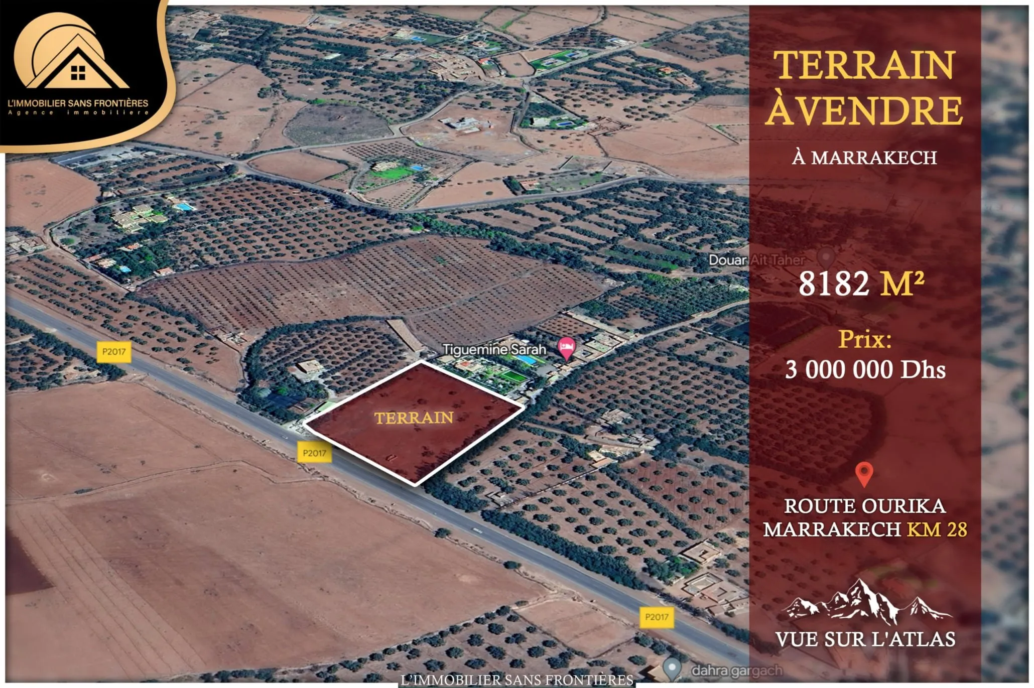 Terrain à vendre – titré – Route d’Ourika km28, Route d’Ourika - مراكش