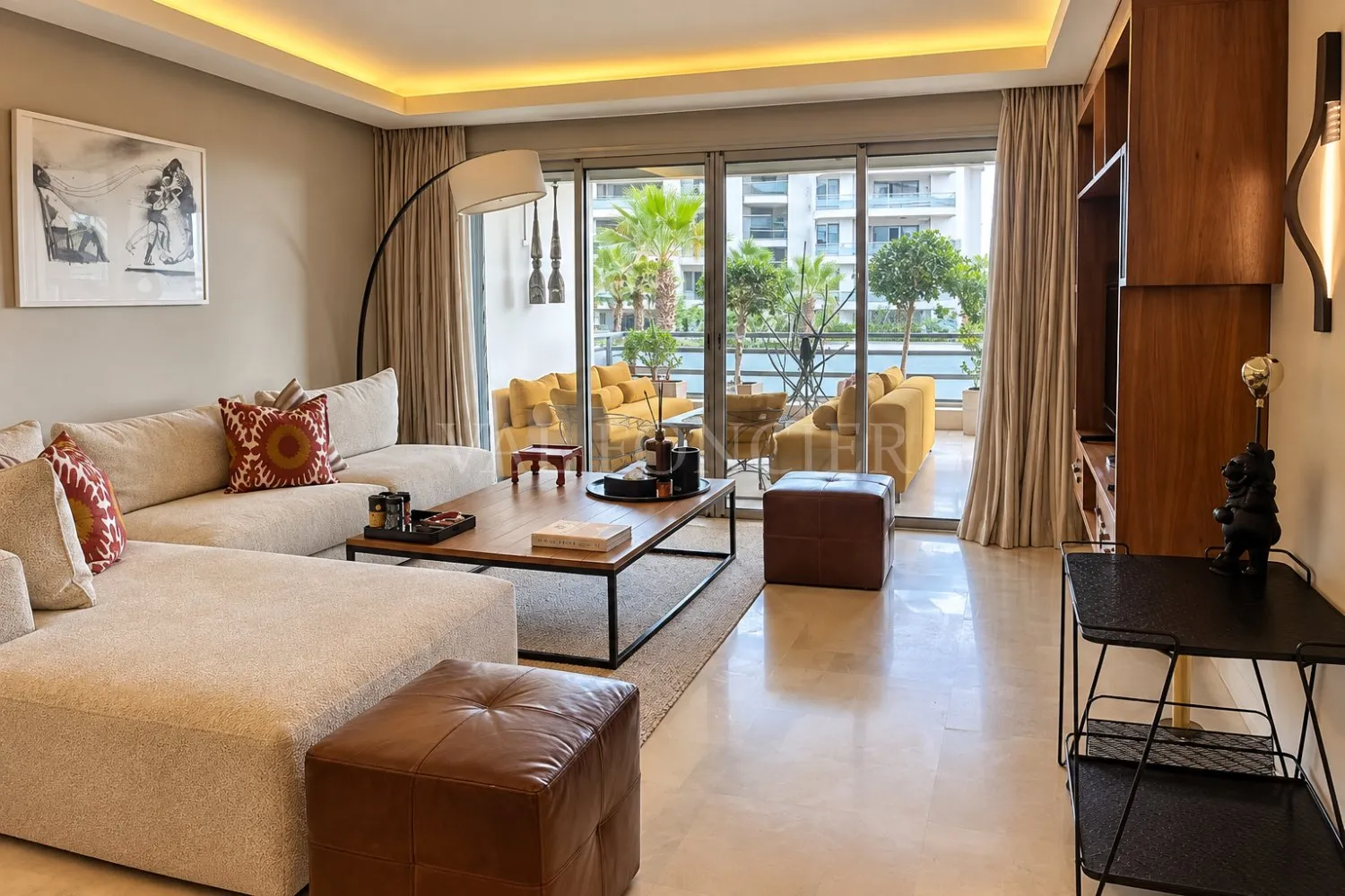 Location sublime appartement meublé ou vide 200m2 avec terrasse aux Allées Marines à Ain Diab - الدار البيضاء (4)