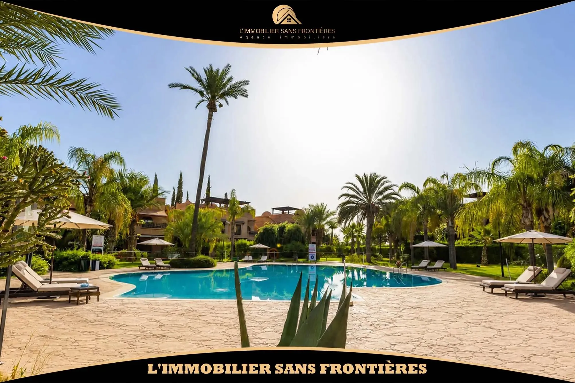 Appartement meublé de 157 m² à louer Route de Fès – Rez-de-jardin, 1 chambre, jardin privé et piscine collective - مراكش
