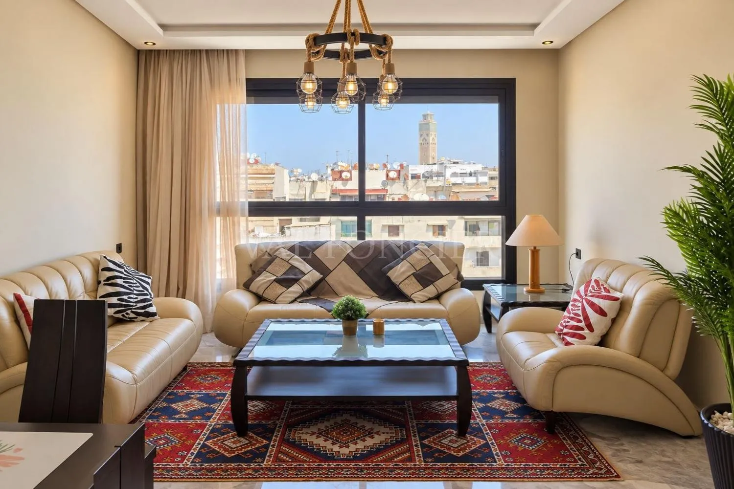 Location appartement meublé 2chambres avec grande terrasse Bourgogne, Casablanca - الدار البيضاء