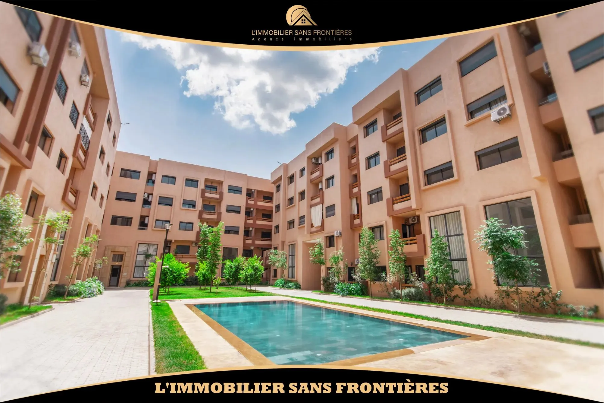 Appartement meublé de 84 m² à louer à Semlalia – 2 chambres, vue piscine et double parking en sous-sol - مراكش