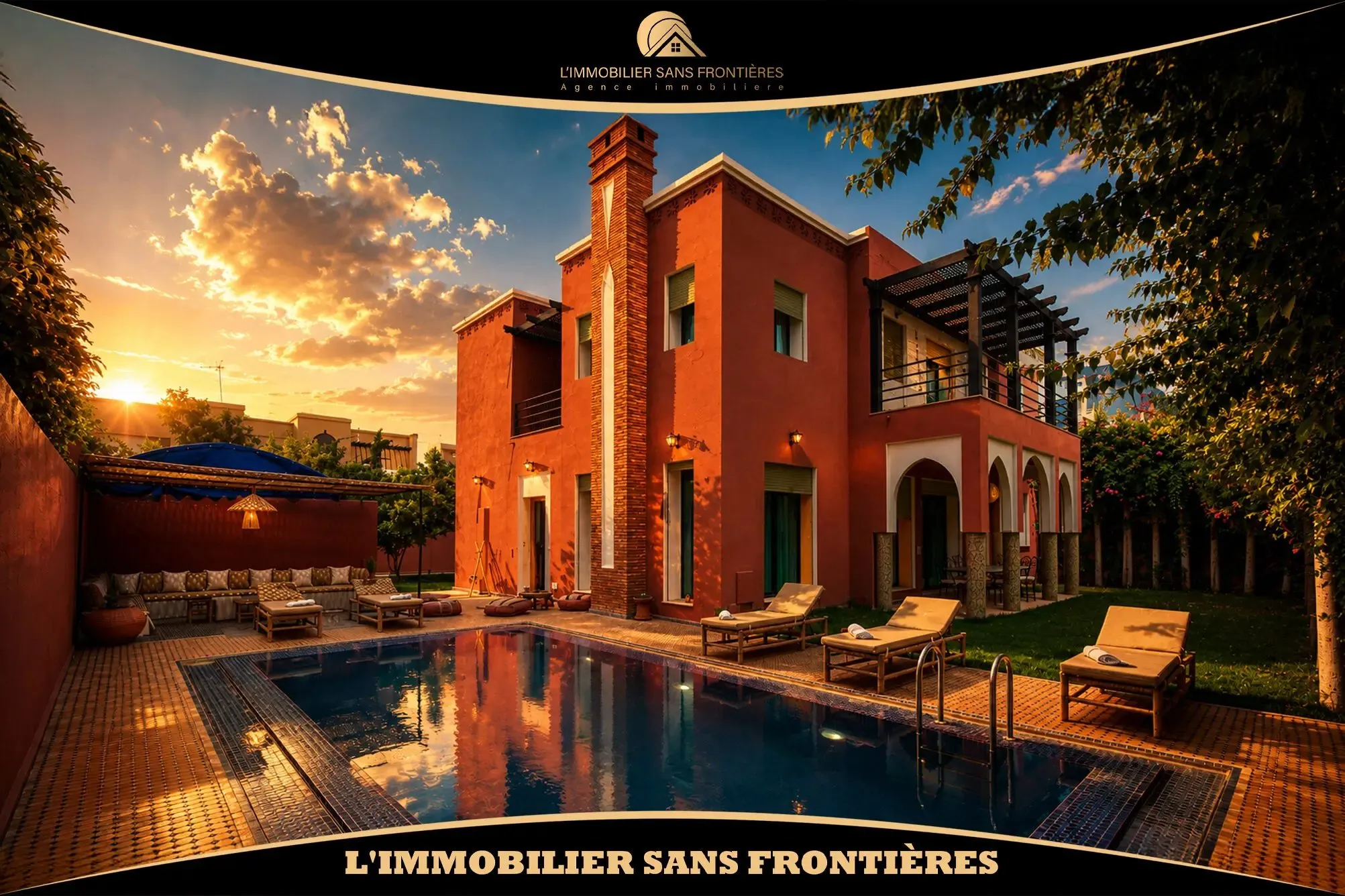 Villa meublée à louer à Targa avec piscine privée, hammam et sauna - مراكش
