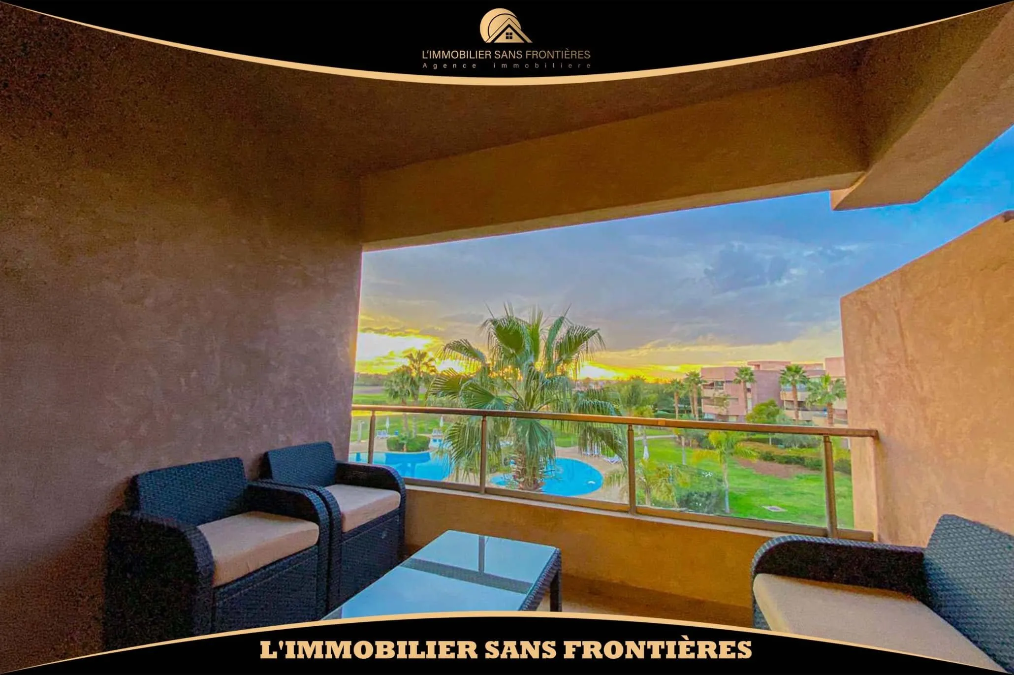 Appartement meublé à Prestigia, Piscine collective + Sol en parquet, Marrakech : à louer - مراكش