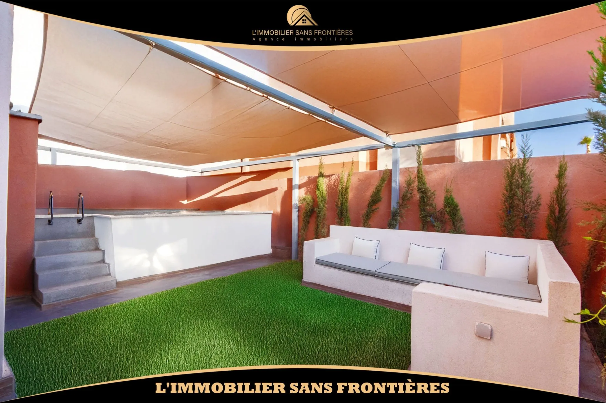 Appartement meublé à Route d’Amizmiz, Piscine privée + Terrasse, Marrakech : à louer - مراكش