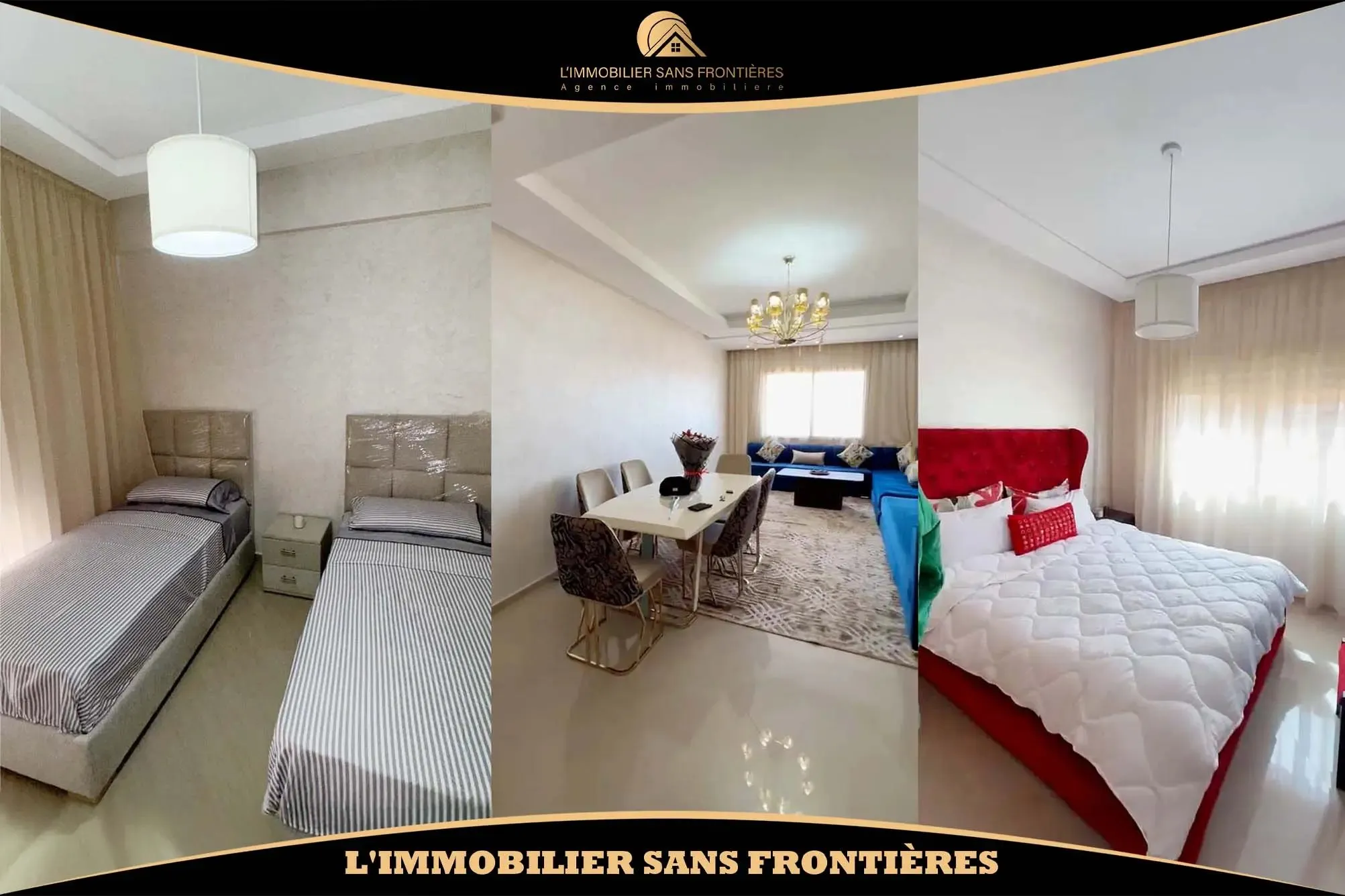Appartement meublé à louer en résidence – 4ème étage – 75 m² - مراكش