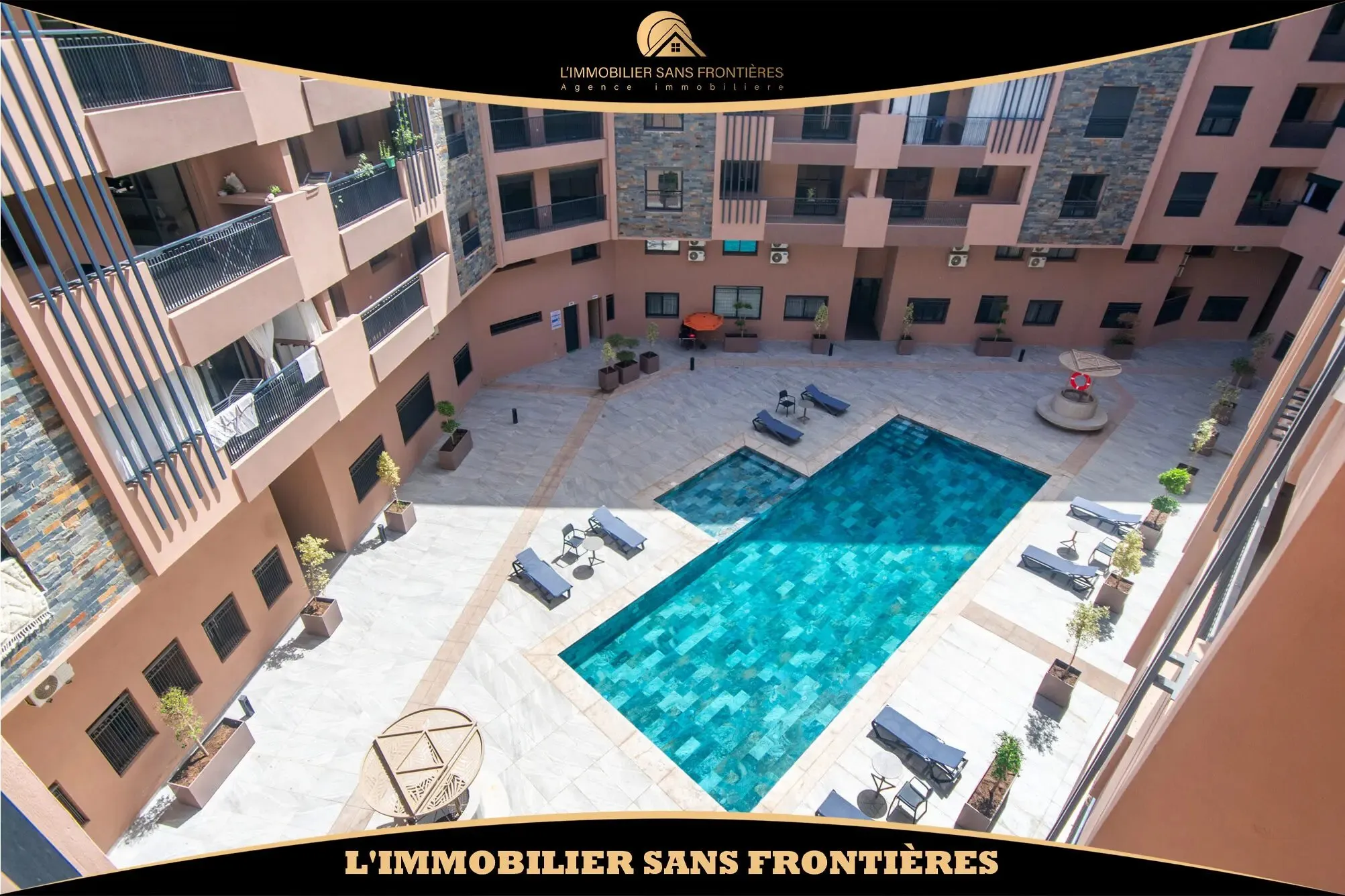 Appartement vide à louer à Guéliz, Marrakech – Terrasse et piscine – 71 m² - مراكش