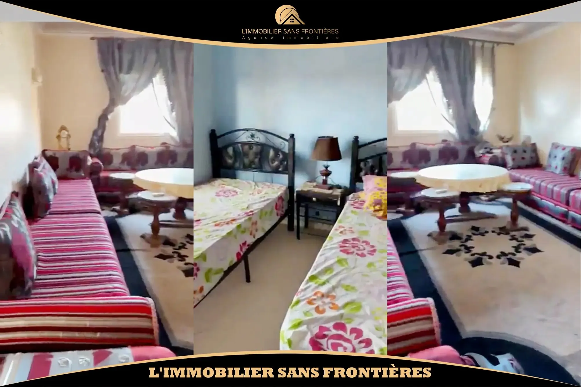 Appartement meublé de 77 m² à Azzouzia – 2 chambres, terrasse et résidence calme avec parking - مراكش