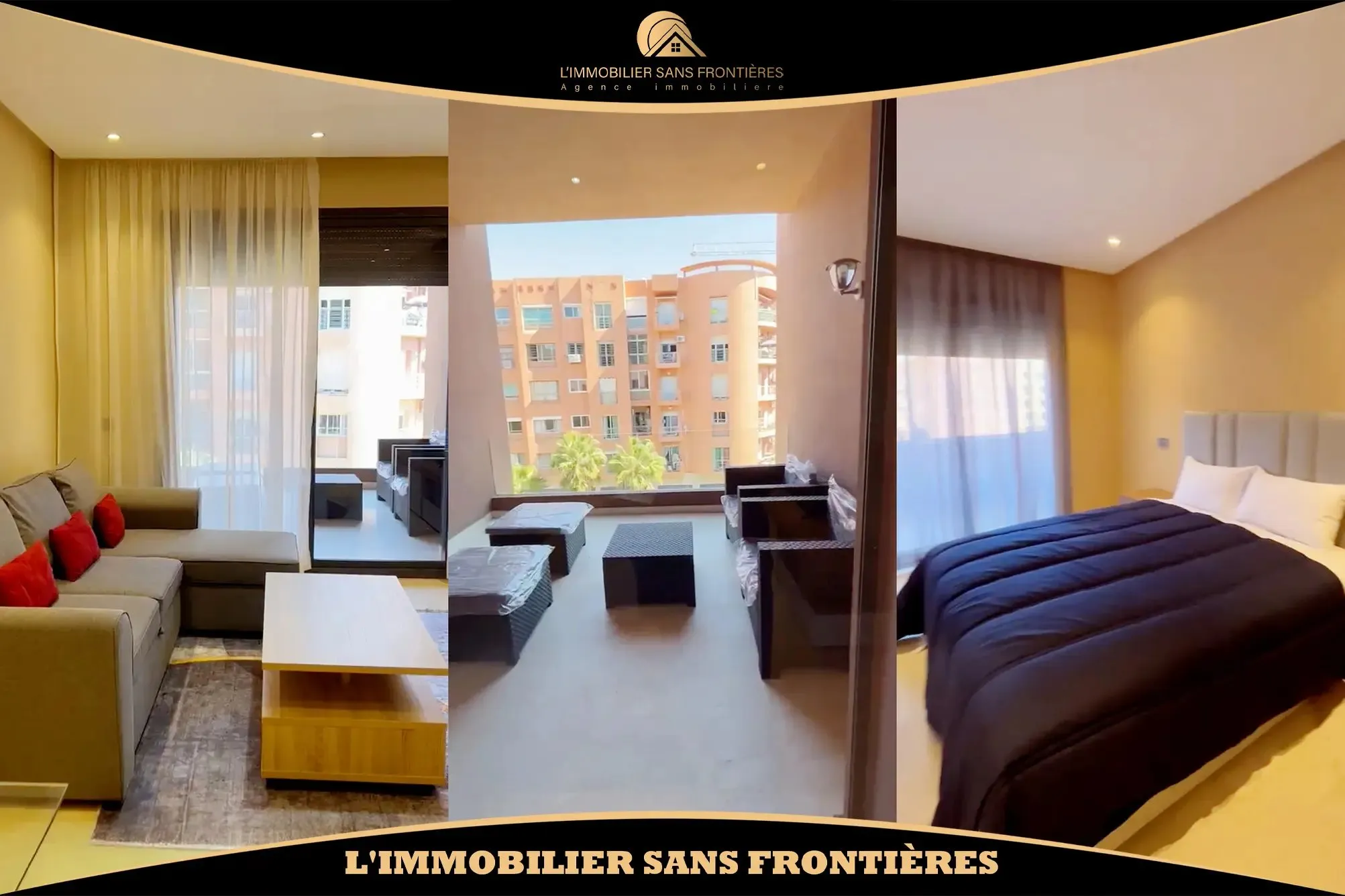 Appartement meublé de 99 m² à Camp El Ghoul – 2 chambres et 2 terrasses - مراكش