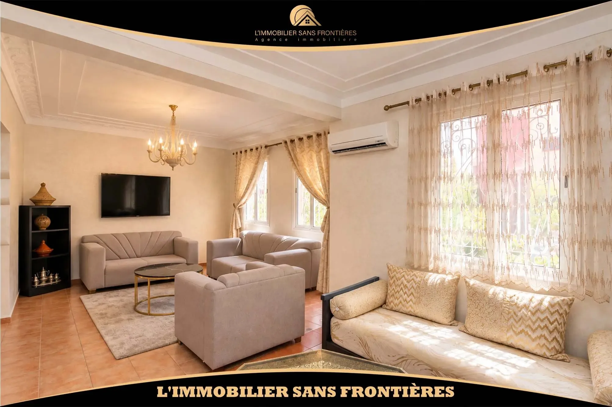 Appartement de 85 m² à louer à Najd – 2 chambres, double salon, séjour et jardin collectif - مراكش