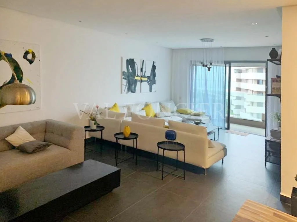 Location Superbe Appartement meublé 165m2 2chambres avec terrasse vue mer Marina, Casablanca - الدار البيضاء