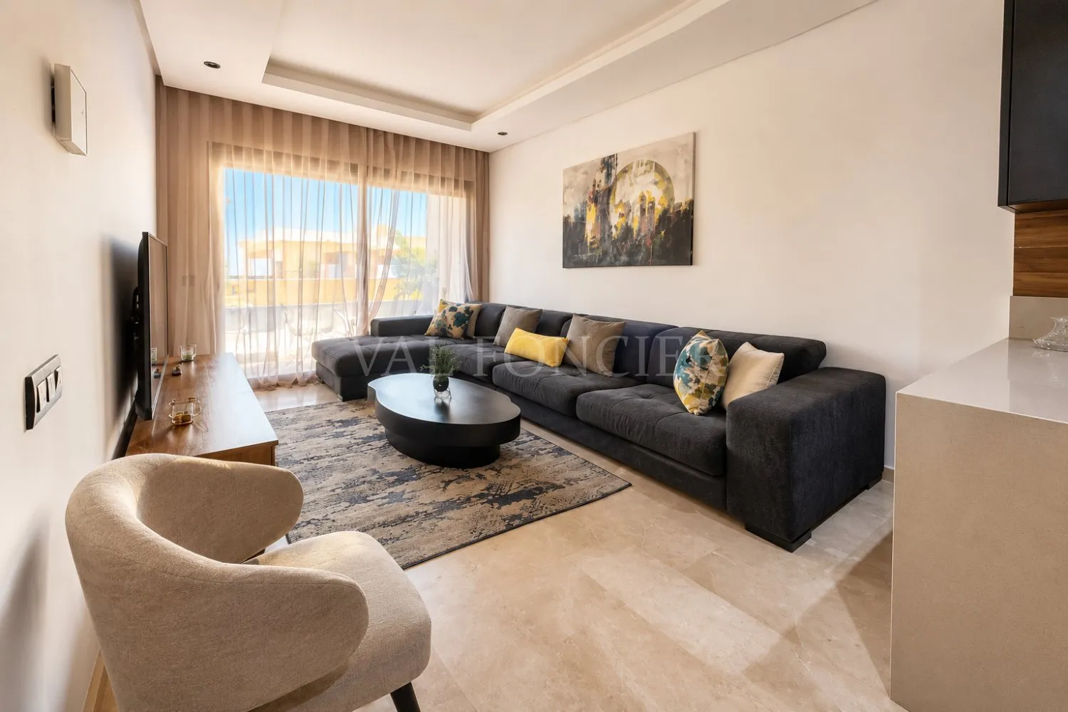 Location studio meublé moderne avec terrasse à la Ville verte de Bouskoura - الدار البيضاء (2)