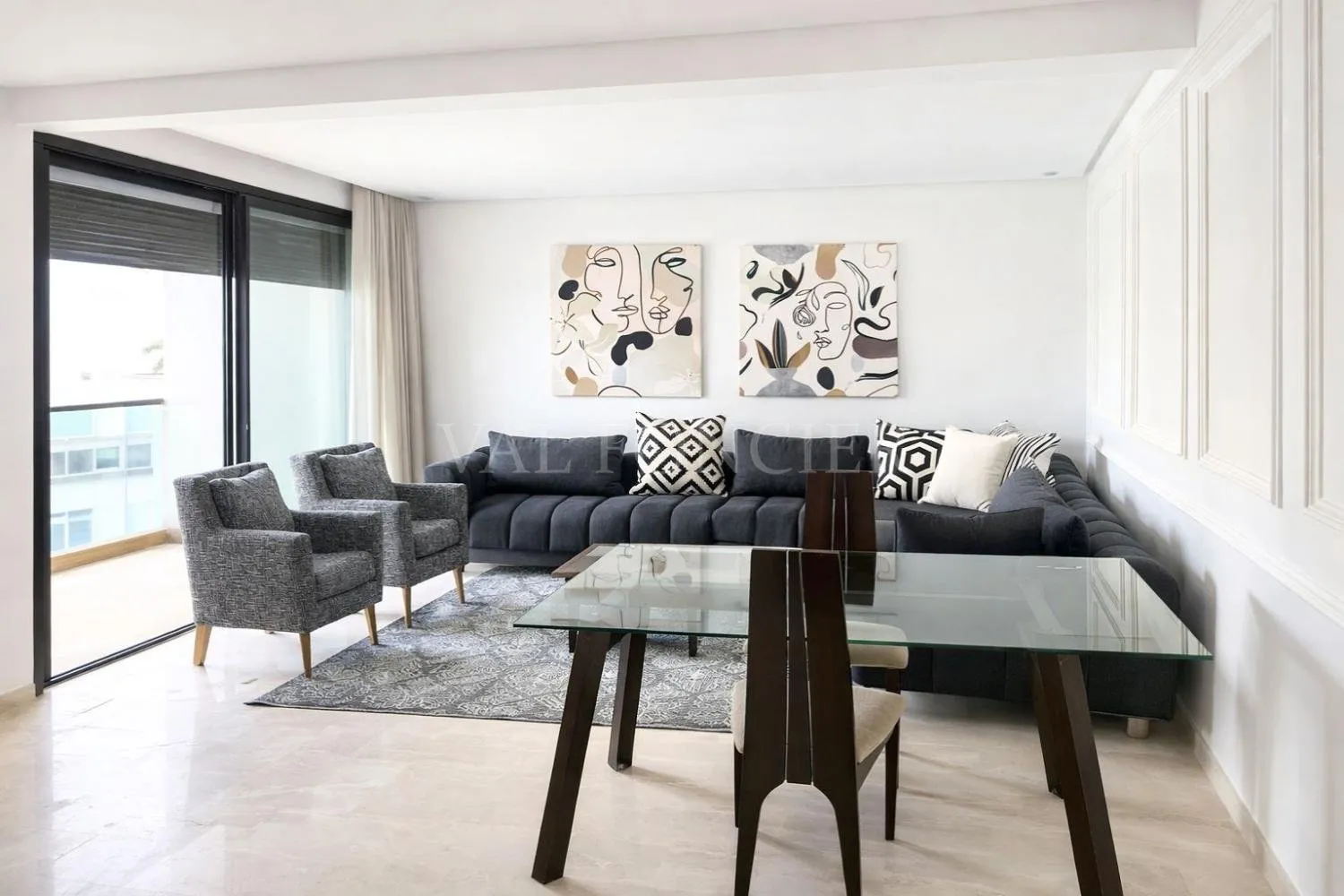 Location superbe appartement meublé 2chambres vue mer étage élevé Ain Diab, Casablanca - الدار البيضاء (2)