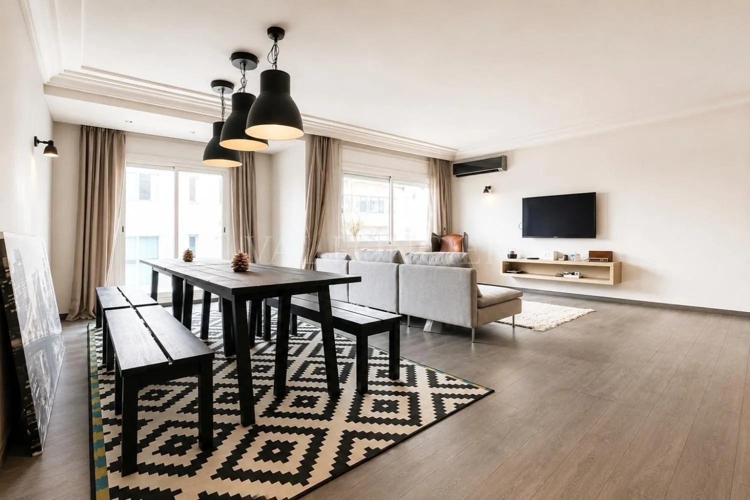 Location Appartement Meublé 156m2 3chambres Racine, Casablanca - الدار البيضاء