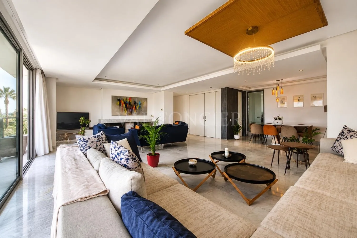 Location Superbe Appartement Meublé 185m2 3Chambres avec terrasse, Bouskoura Ville Verte - الدار البيضاء