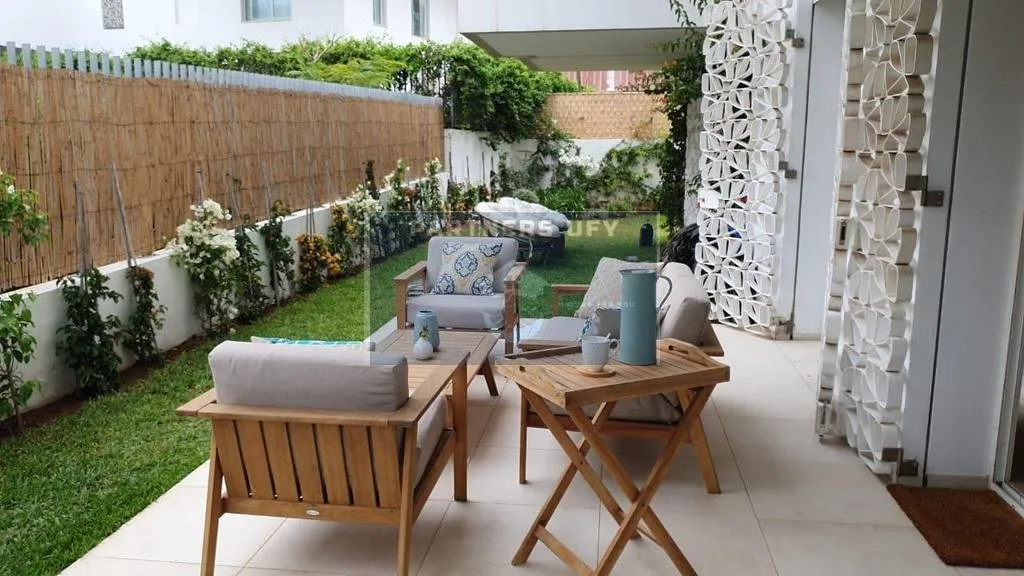 Bel appartement en rez de jardin  meublé à louer_Casa Finance city - الدار البيضاء