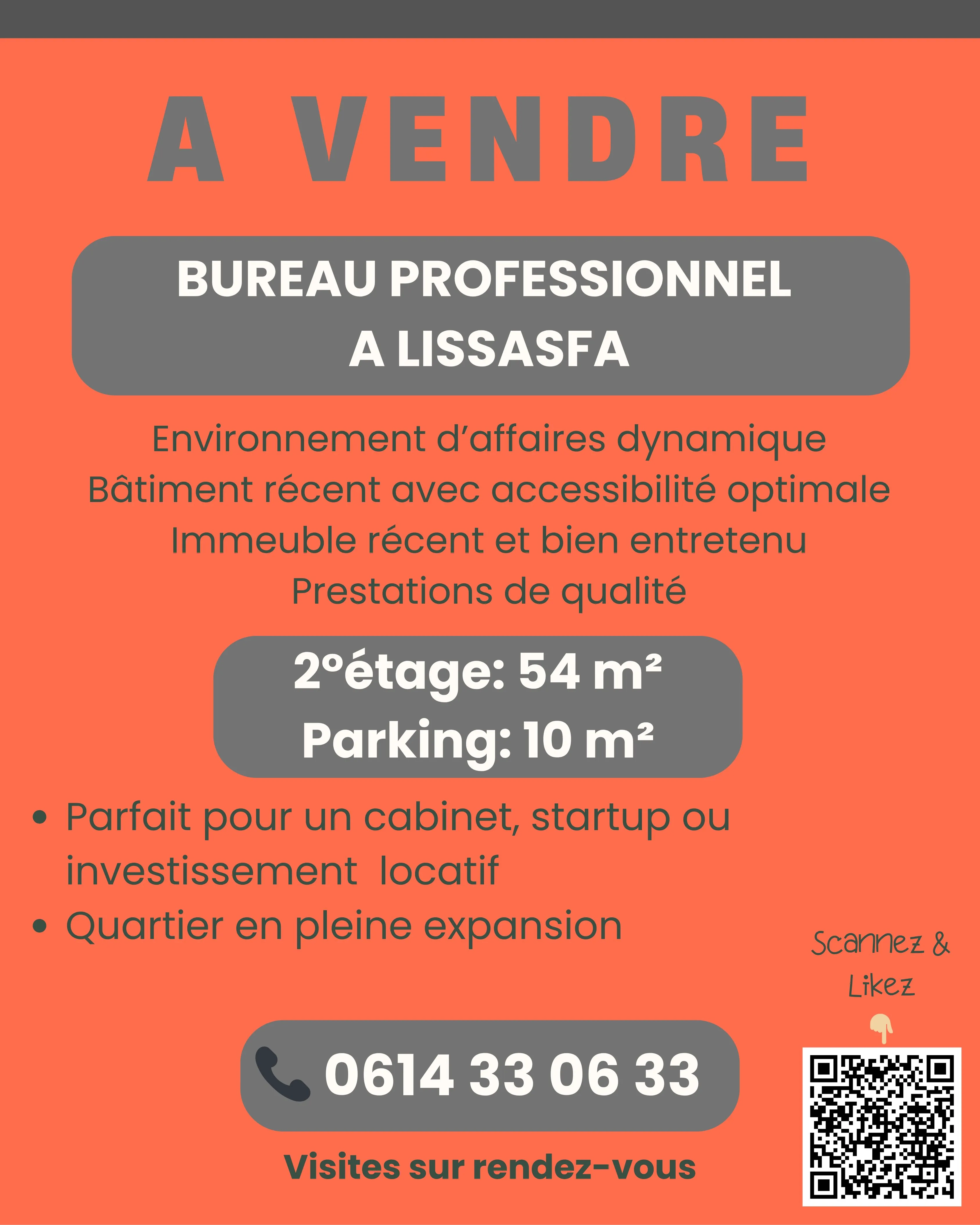 Bureau au 2étage avec parking à Lissasfa - الدار البيضاء