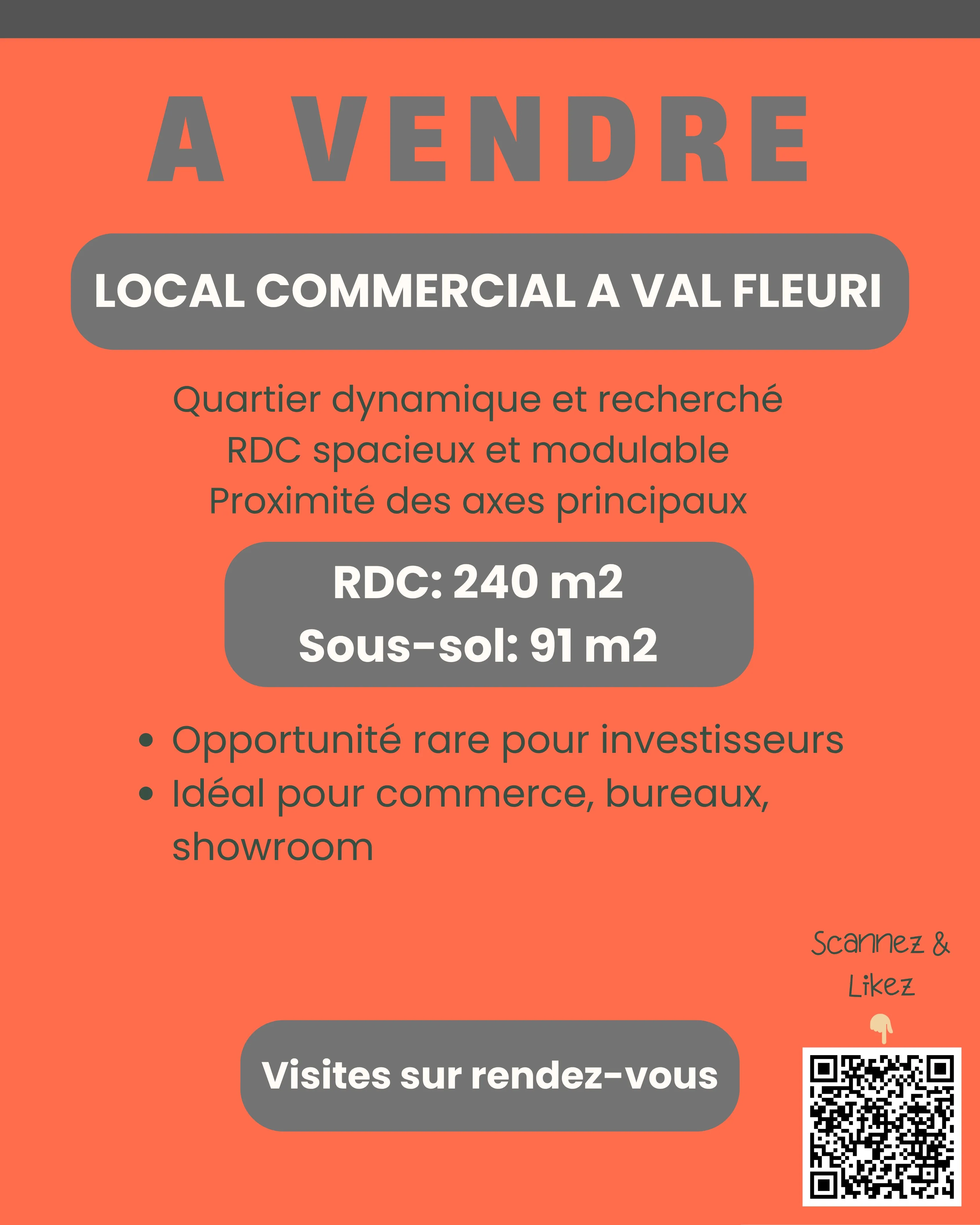 Local commercial à vendre à Casablanca Val Fleuri - الدار البيضاء